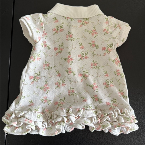 Ralph Lauren White and Pink Floral Polo Top with Ruffled Hem - Picture 4 of 4